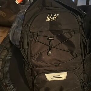 WOLF Black Backpack Sporty Functional Design